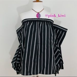 Milly Ines Off the Shoulder Striped Top